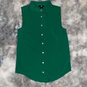 Gorgeous H&M Kelly Green Sleeveless Blouse, XS, Size 2